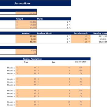 Meal Kit Service Excel Financial Model