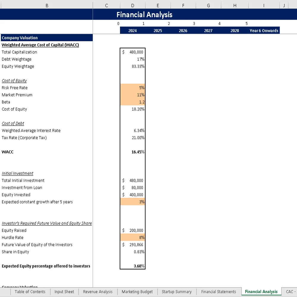 Acupuncture Center Financial Model - Company Valuation