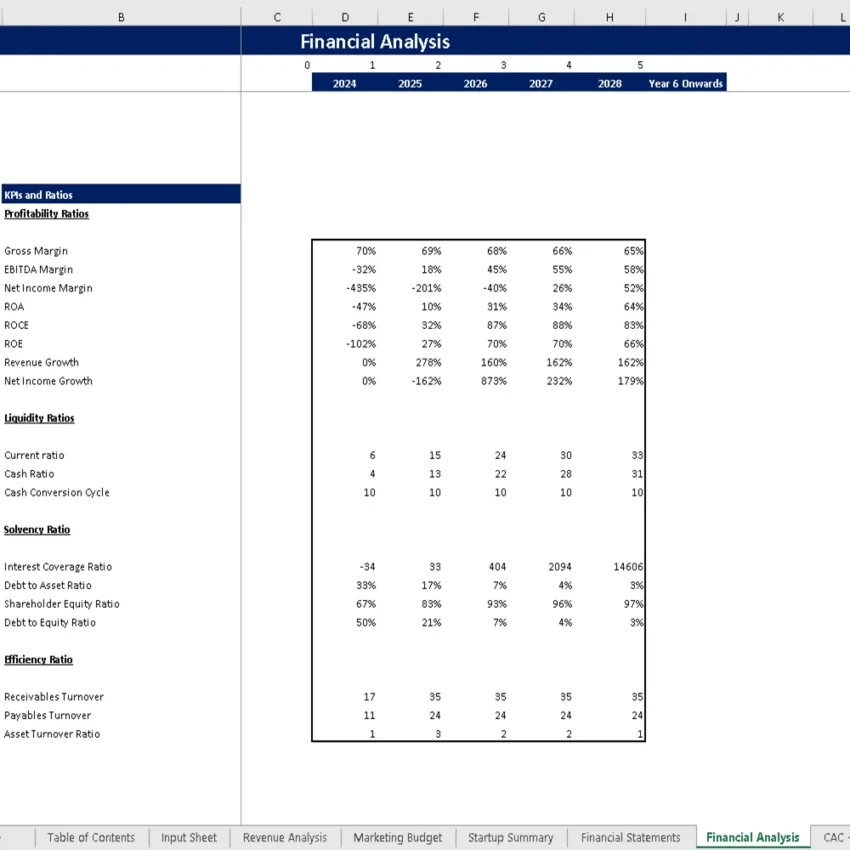 Acupuncture Center Financial Model - KPIs and Ratios