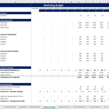 Acupuncture Center Financial Model - Marketing Budget