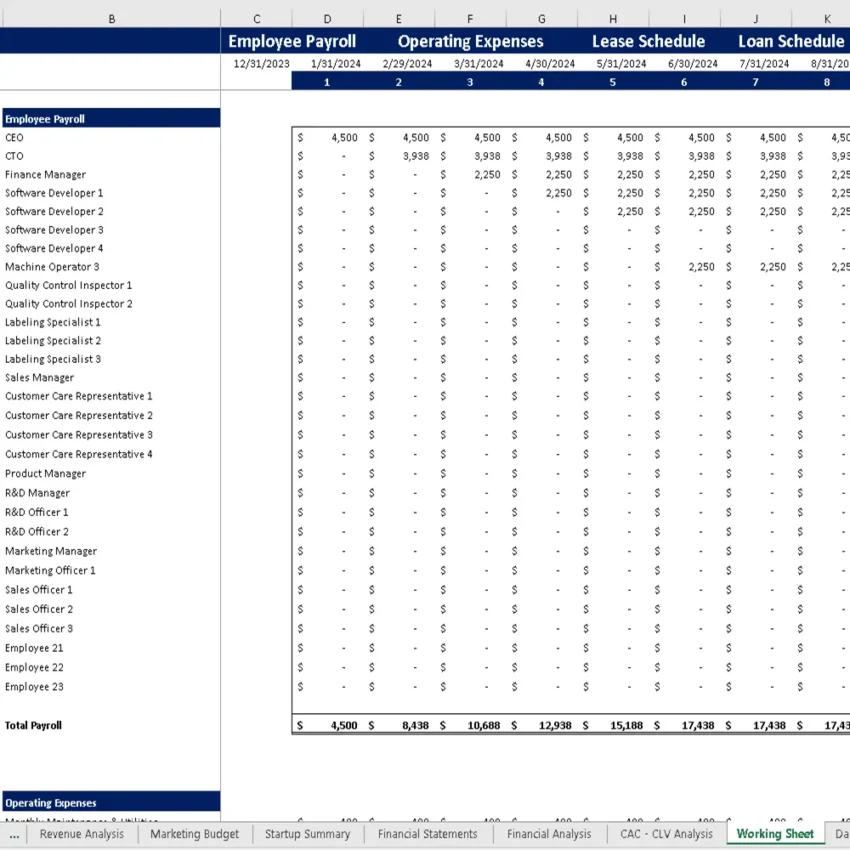 Acupuncture Center Financial Model - Working Sheet