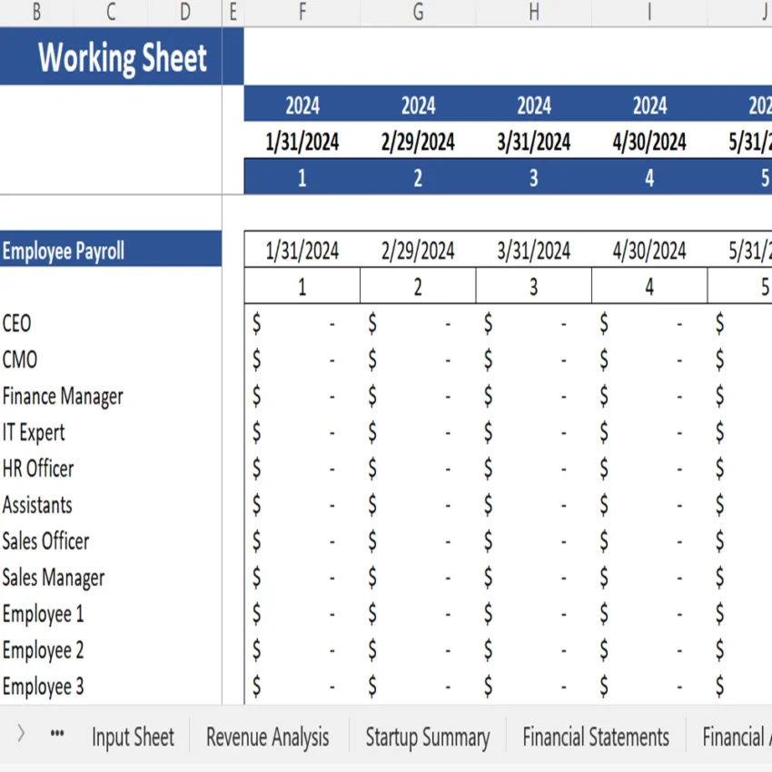 Blood Bank Financial Model - Working Sheet