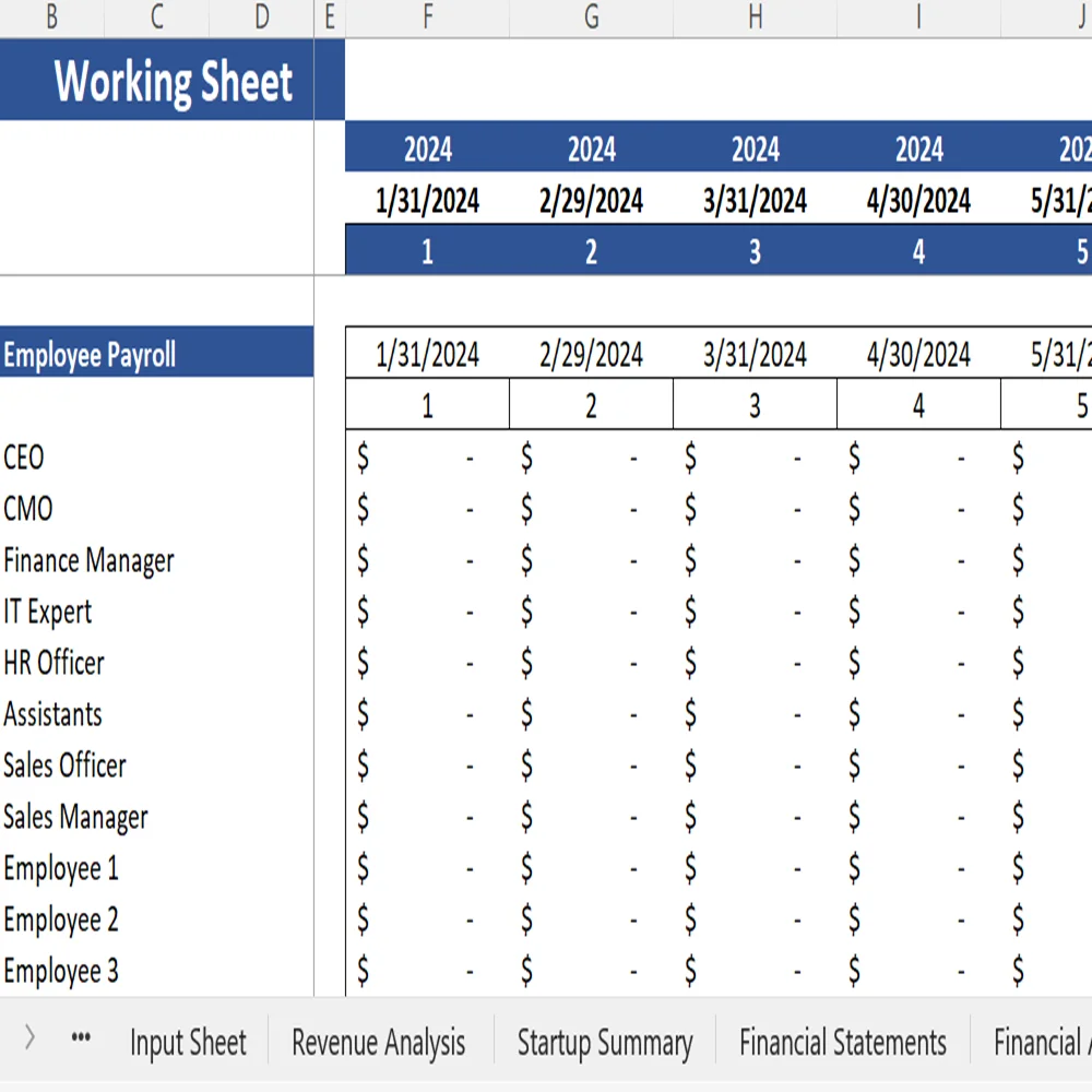 Blood Bank Financial Model - Working Sheet