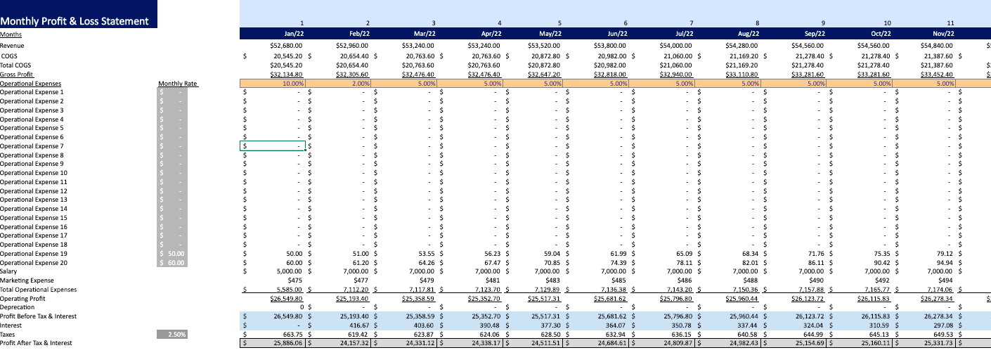 Console Repair Financial Model Template Monthly income statement