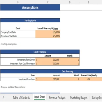 Curtain Retail Financial Model - Input sheet