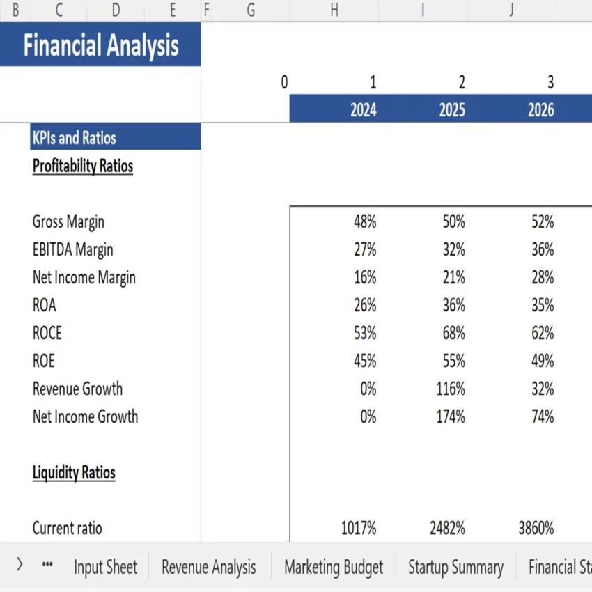 Curtain Retail Financial Model - KPIs and Ratios