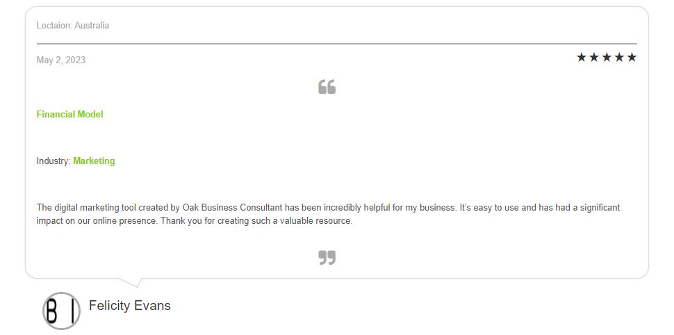 Multi-sports complex excel financial model - testimonial