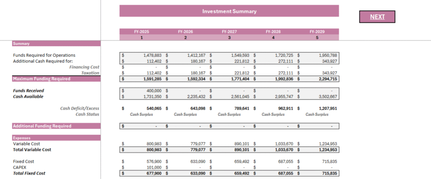 Online Perfume Store Financial Model - Investment Summary