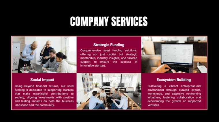 Seed funding pitch deck company services