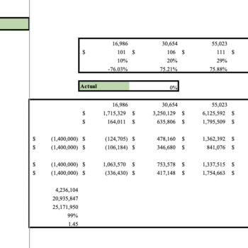 Shoe store Excel Financial Model - Sensitivity Analysis