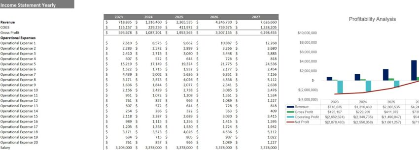 Veterinary Clinic Financial Model-Income Statement