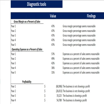 Wine Shop Excel Financial Model-diagnostic tool