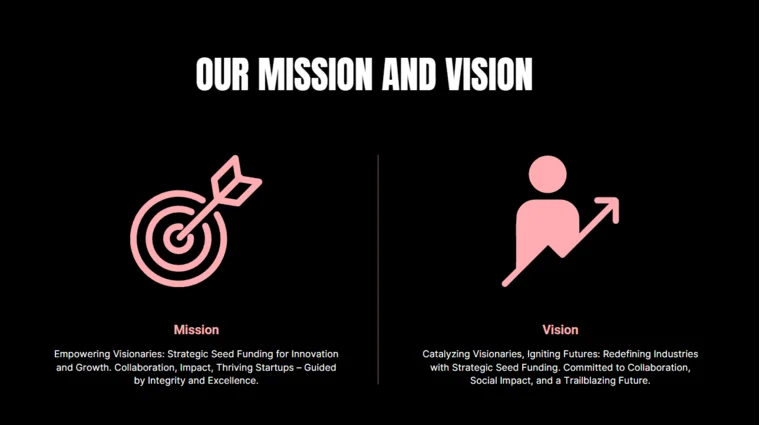 seed funding pitch deck mission and vision