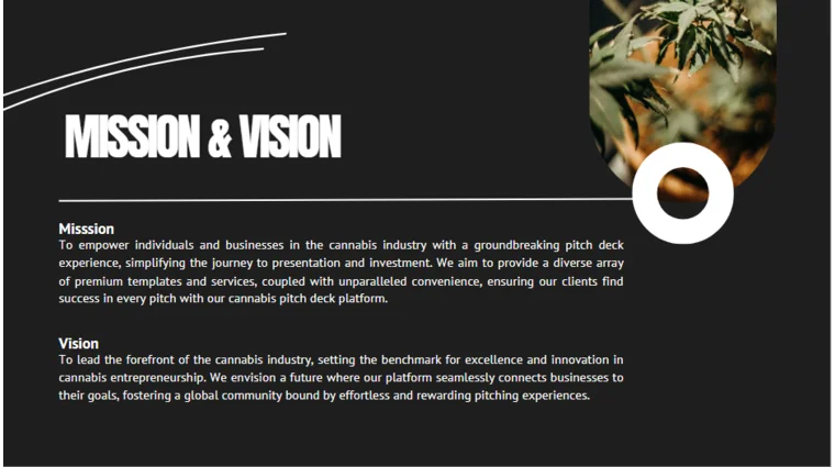 Cannabis Pitch Deck Template-Mission and Vision