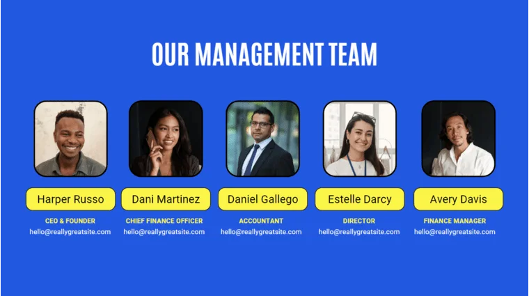 Global Marketing Pitch Deck Template - Our Management Team