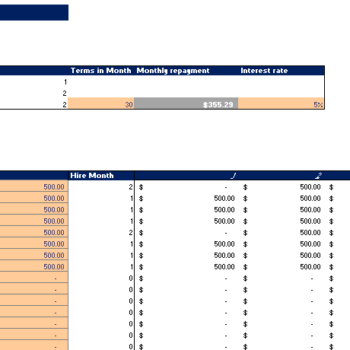 Online One Dollar Shop Excel Financial Model input