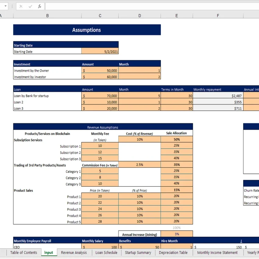 Token Economy Model - Input Sheet