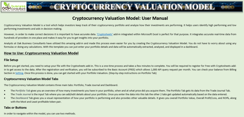 Cryptocurrency Excel Spreadsheet Template - How to