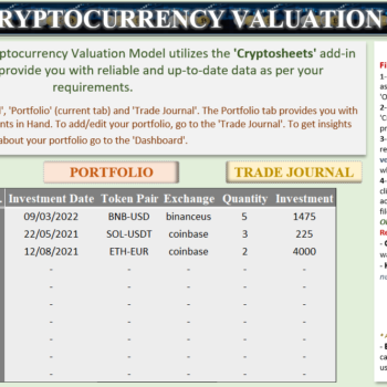 Cryptocurrency Excel Spreadsheet Template - Portfolio