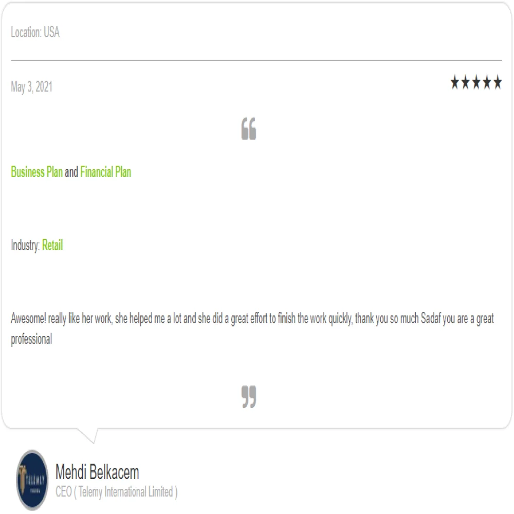 Online Pet Store Excel Financial Model Projection Template - Testimonial