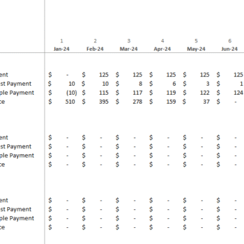 Debt off and Payment Tracker Tool - Snowball working