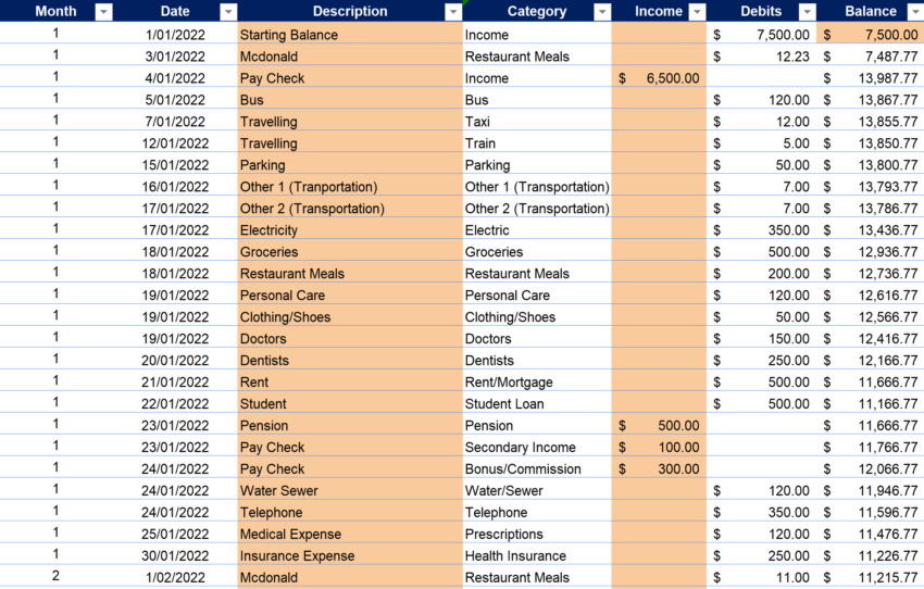 Personal Finance Budget Tracker Excel Template
