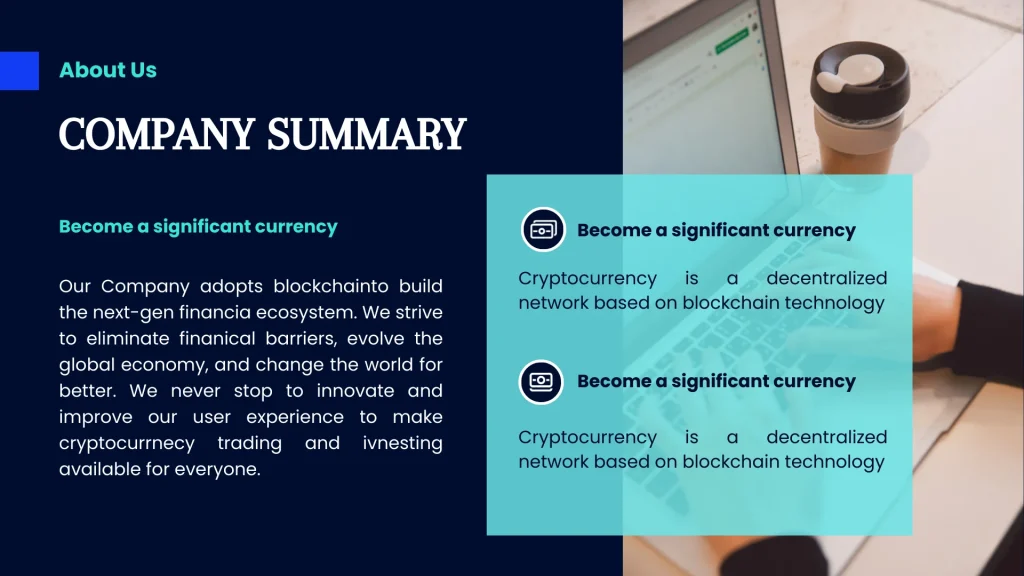 Blockchain p2p Pitch Deck - Company Summary