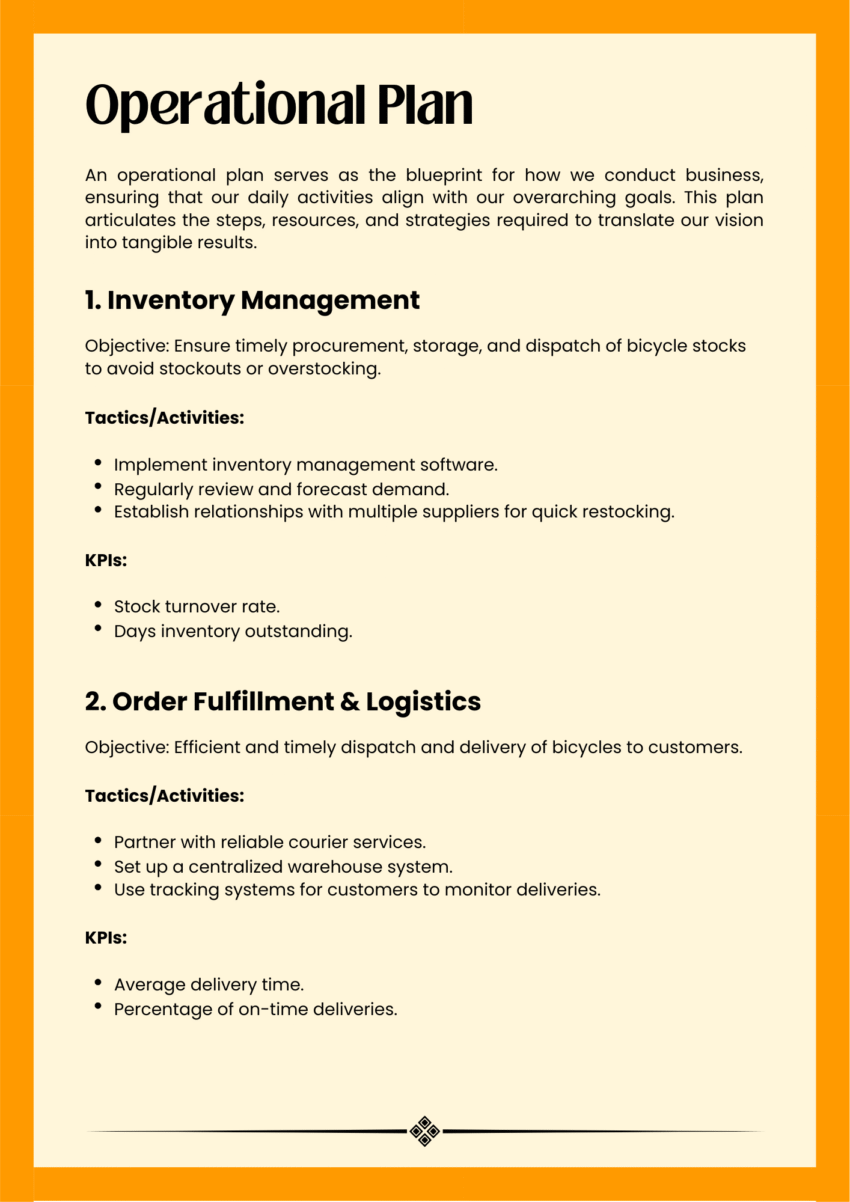 Curtain Business Plan Template - Operational Plan