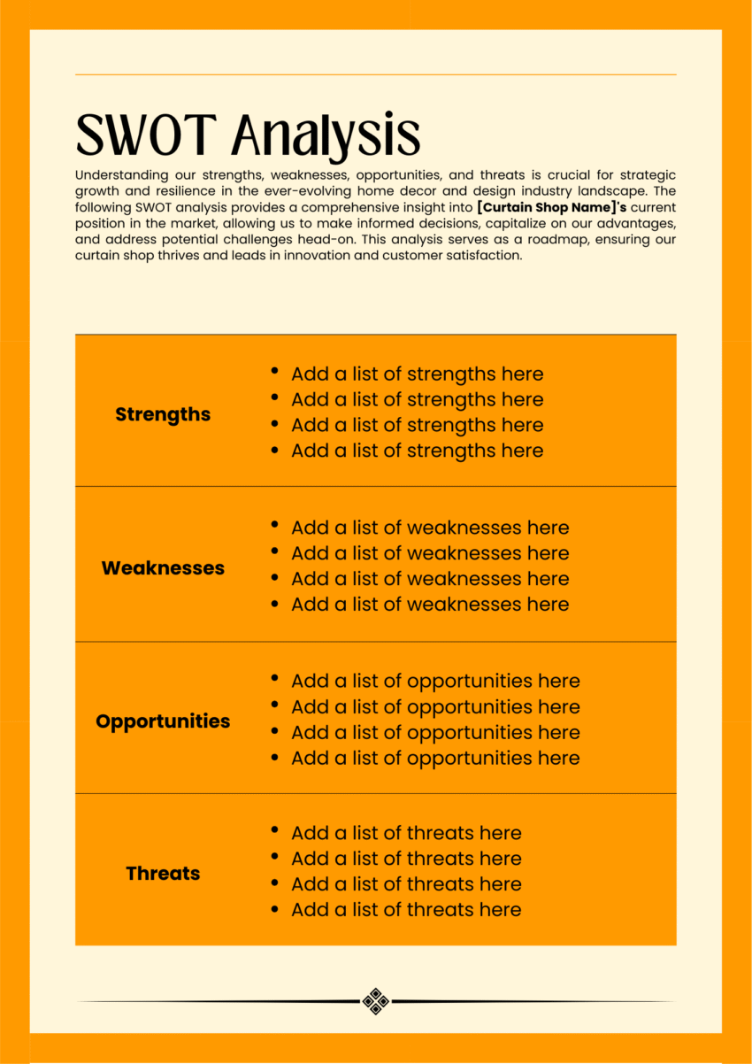 Curtain Business Plan Template - SWOT Analysis