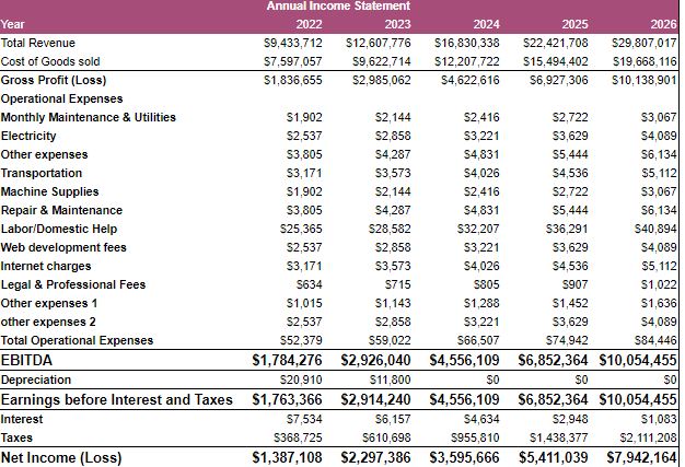 Electronic Store Excel Financial Model