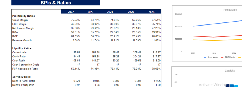 Sporting Goods Financial Model - KPIs