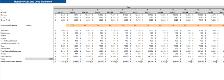 Drug Store Financial Model