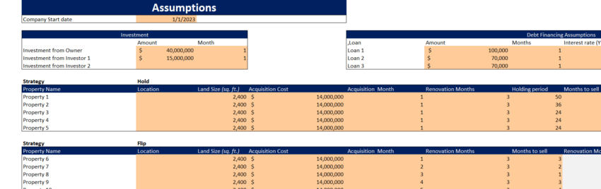 Real Estate Portfolio Financial Model Template-Input