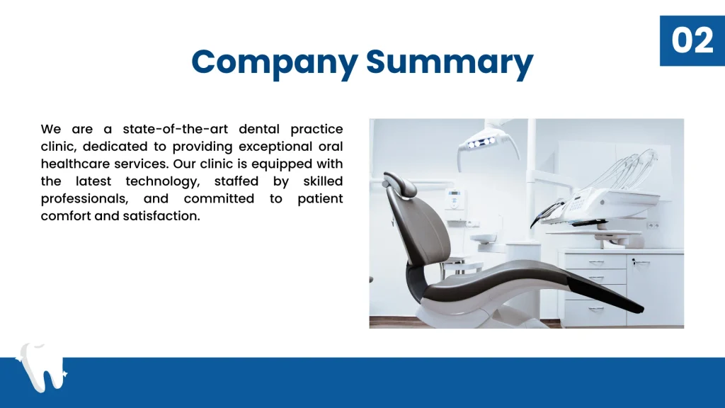 Dental Practice Pitch Deck Template -Company Summary
