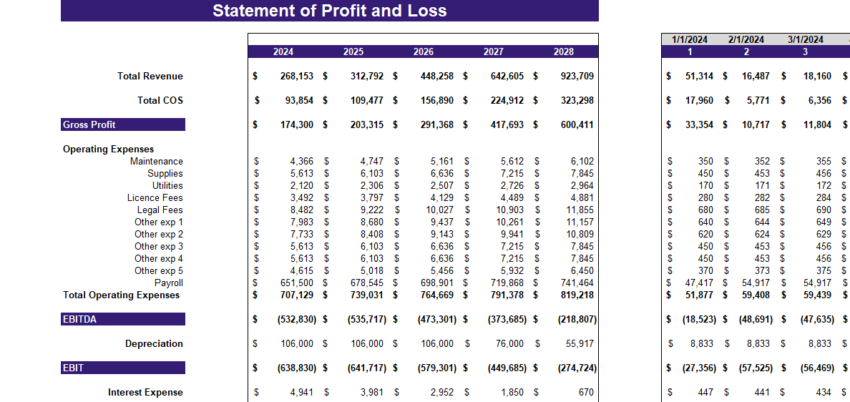 Renewable Hydropower Energy Excel Financial Model - Income Statement