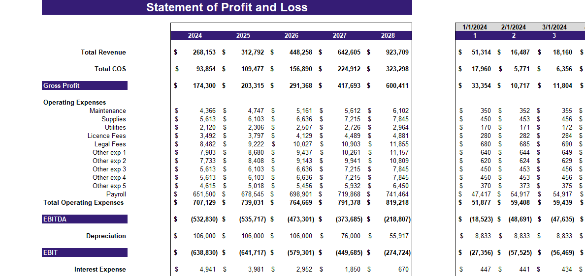 Renewable Hydropower Energy Excel Financial Model - Income Statement