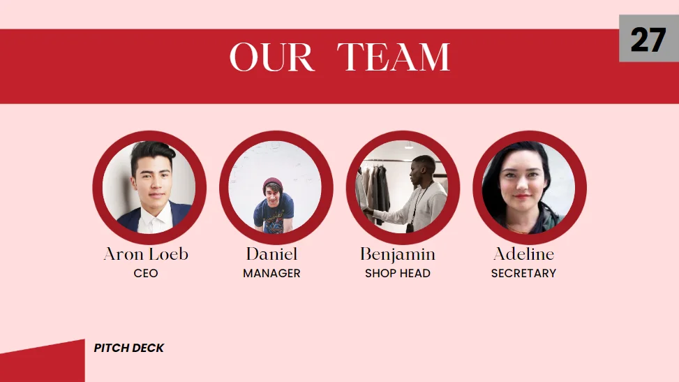Retail Clothing Store Pitch Deck Template - Our Team