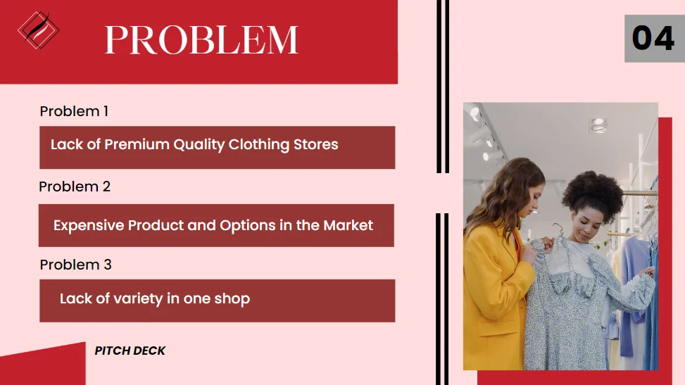 Retail Clothing Store Pitch Deck Template - Problem Statement