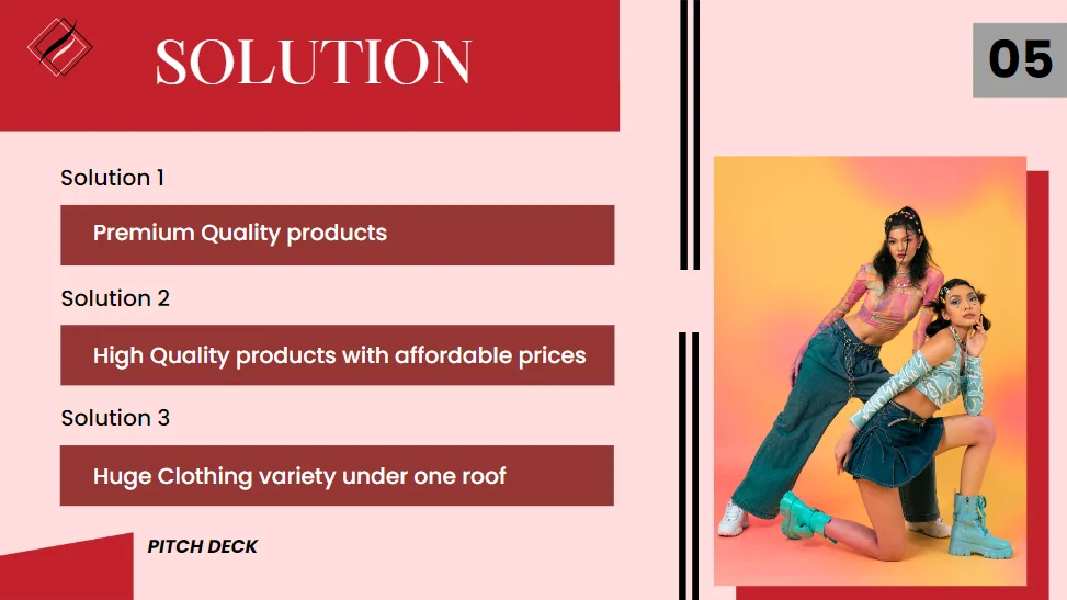 Retail Clothing Store Pitch Deck Template - Solution