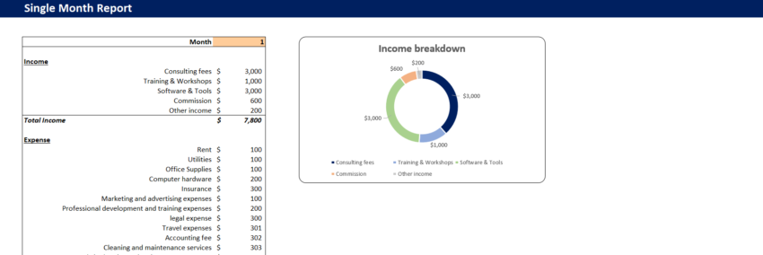 Consulting Budget Template-Single month report