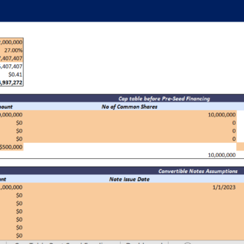 Convertible Note Calculator Excel Template-Assumptions