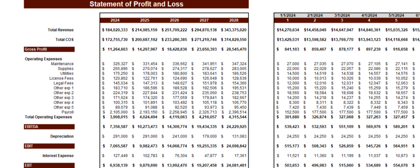 Fossil Fuel Electric Power Generation Financial Model - Income Statement