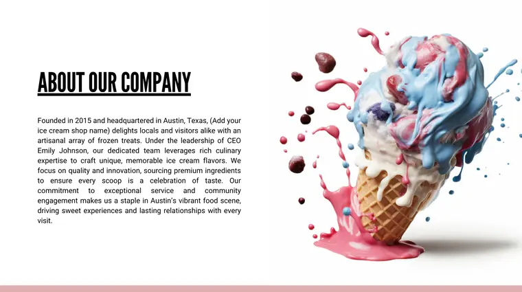 Ice Cream Shop Pitch Deck Template - About the Company