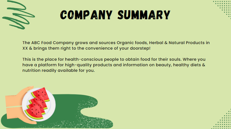 Online Organic Food - Company Summary