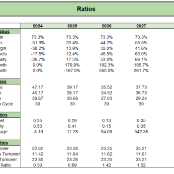 Candle Shop Retail Excel Financial Model - Ratios
