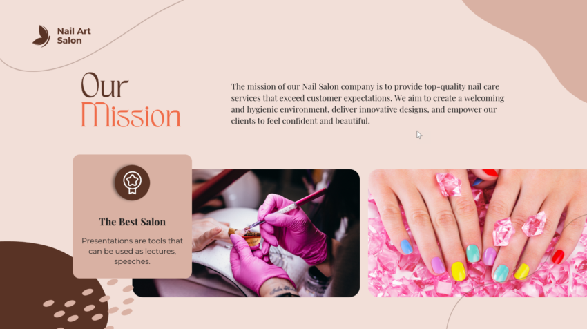 Nail Salon Pitch Deck-Mission of the company