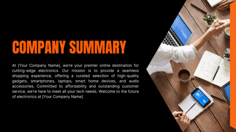 Online Electronic Store Pitch Deck - Company Summary