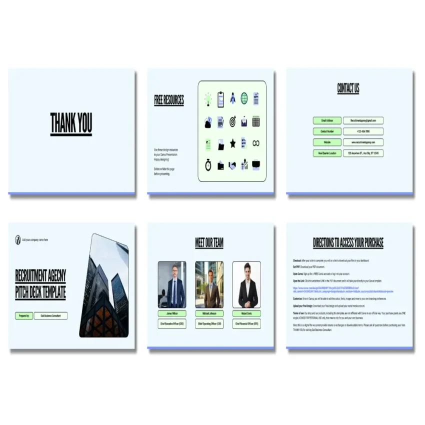 Recruitment Agency Pitch Deck Template - Contact Us - FI