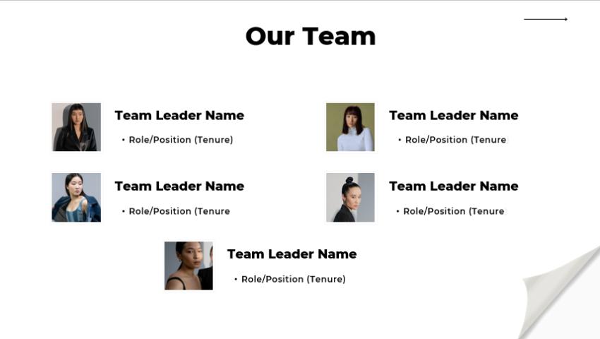 Escape Room Pitch Deck Template-our team