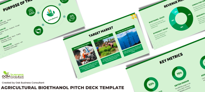 Agricultural Bioethanol Pitch Deck Template- Revenue Model, Key Metrics